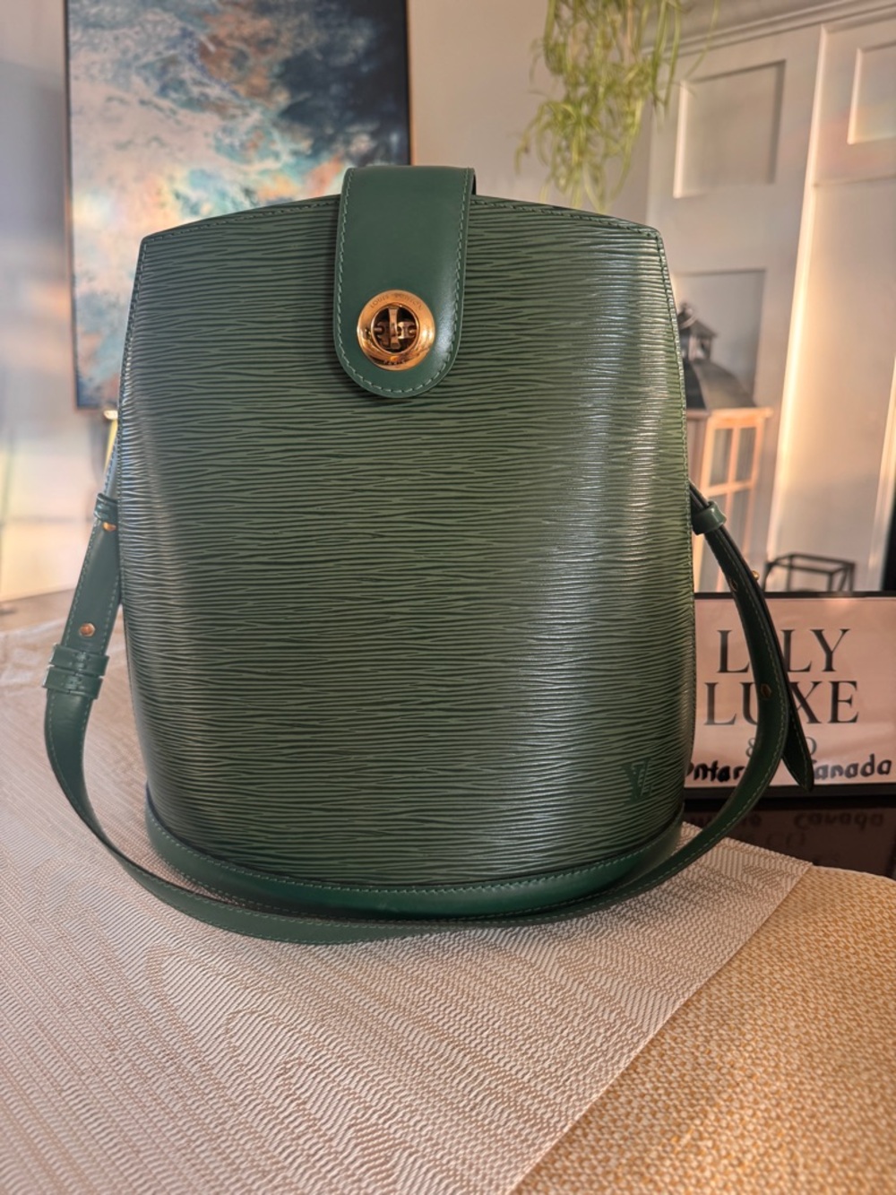 Louis Vuitton Cluny Borneo Green Epi Leather Bag